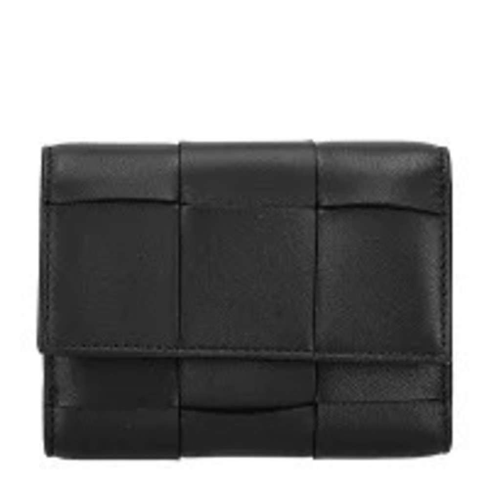 Bottega Veneta Tri fold Wallet Compact Leather Italy Black